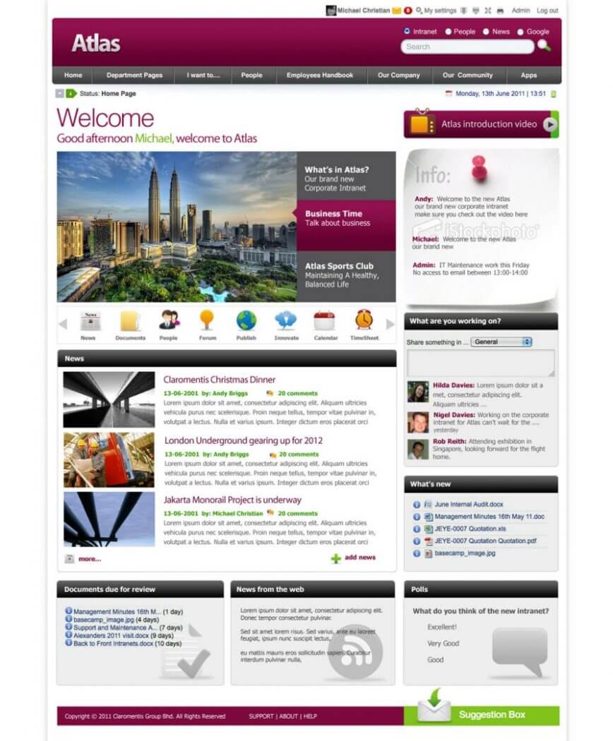 Atlas intranet design example