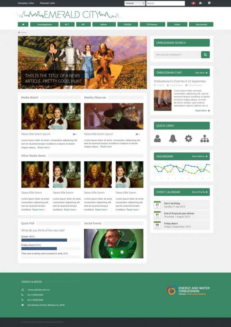 Emerald City intranet design example