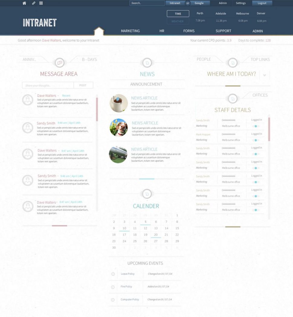 Legal intranet design example