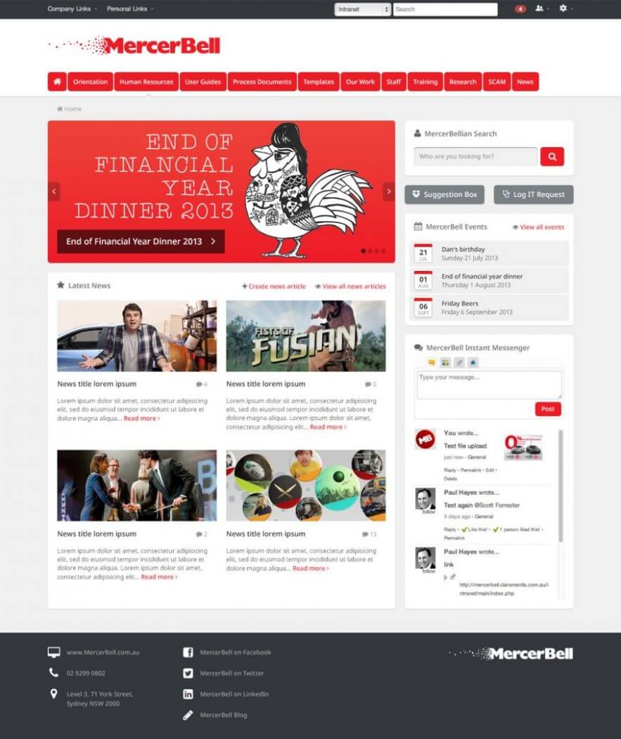 MercerBell intranet design example