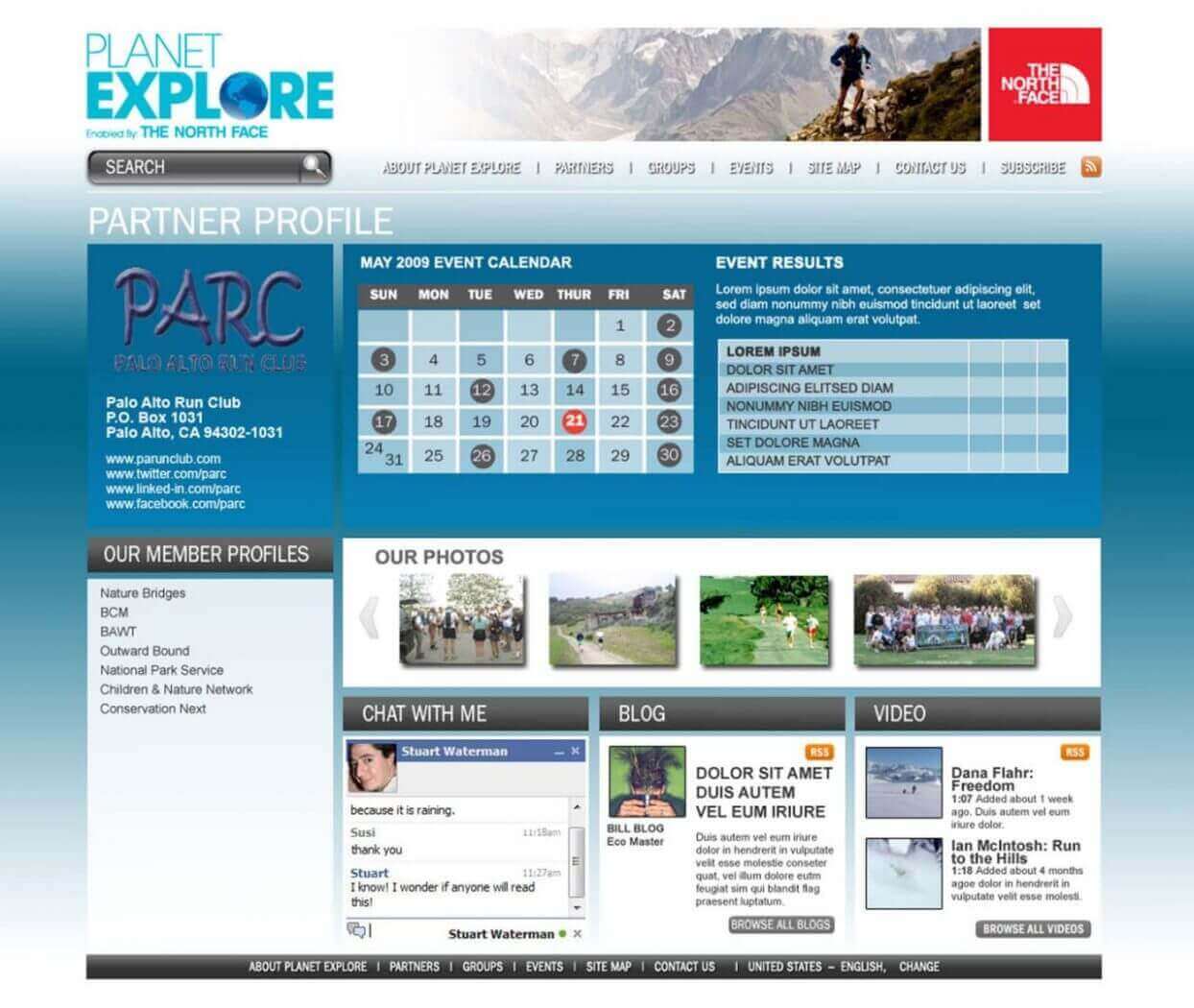 Planet Explore intranet design example